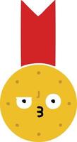 flat color retro cartoon gold medal vector