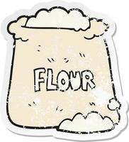 retro distressed sticker of a cartoon bag of flour vector