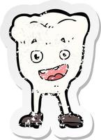 retro distressed sticker of a cartoon tooth vector