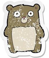 retro distressed sticker of a cartoon funny teddy bear vector