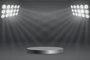 Round podium illuminated . Vector