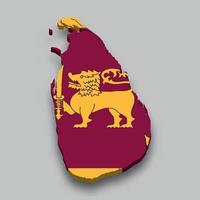 Mapa isométrico 3d de sri lanka con bandera nacional. vector