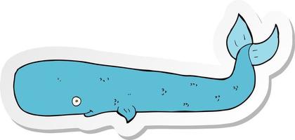 sticker of a cartoon whale vector