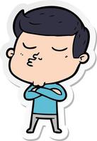 sticker of a cartoon model guy pouting vector