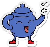 sticker cartoon doodle of a blue tea pot vector