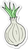 sticker of a cartoon onion vector