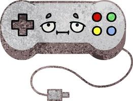 controlador de juego de dibujos animados de textura grunge retro vector