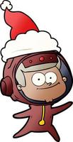 happy astronaut gradient cartoon of a wearing santa hat vector