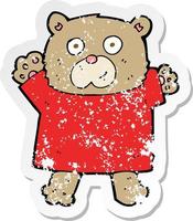 retro distressed sticker of a cartoon cute teddy bear vector