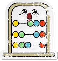 distressed sticker of a cute cartoon abacus vector
