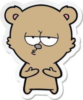 sticker of a bored bear cartoon vector