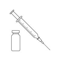 Syringe with needle and vaccination vial, Vaccine injection icon for your design vector