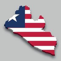 3d isometric Map of Liberia with national flag. vector