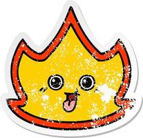 distressed sticker of a cute cartoon fire vector