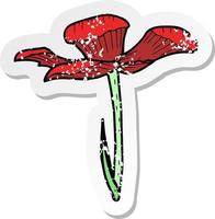 retro distressed sticker of a cartoon flower vector