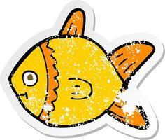 retro distressed sticker of a cartoon fish vector