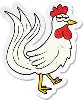 sticker of a cartoon cock vector