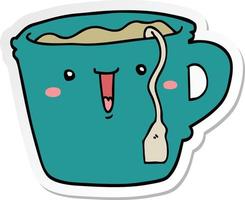 sticker of a cute cartoon coffee cup vector