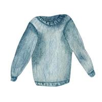 Blue sweater. watercolor illustration vector