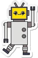 sticker of a cute cartoon robot vector