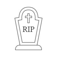 Coloring page with Tombstone for kids vector