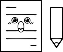 line drawing cartoon test paper vector