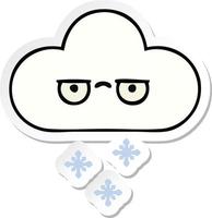 sticker of a cute cartoon snow cloud vector