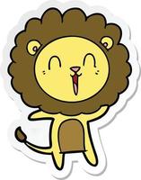 pegatina de una caricatura de león riendo vector