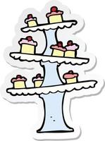 sticker of a cartoon cake stand vector