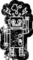 malfunctioning robot distressed icon vector