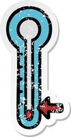 distressed sticker of a cute cartoon glass thermometer vector