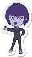 sticker of a cartoon vampire girl vector