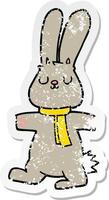 distressed sticker of a cartoon rabbit vector