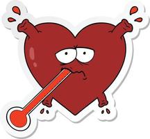 sticker of a cartoon unhealthy heart vector