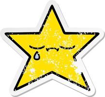 distressed sticker of a cute cartoon gold star vector