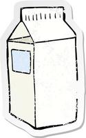 distressed sticker of a cartoon milk carton vector