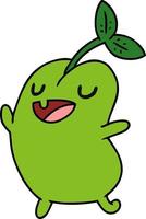 cartoon kawaii cute sprouting bean vector