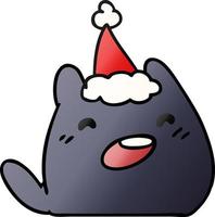 christmas gradient cartoon of kawaii cat vector