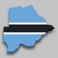 3d isometric Map of Botswana with national flag. vector