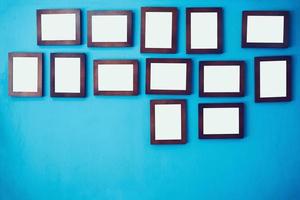 Photo frames on the colorful wall