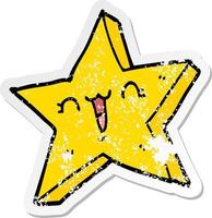 distressed sticker of a cute cartoon star vector