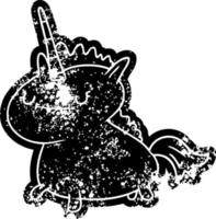 grunge icon drawing of a magical unicorn vector