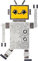 retro illustration style cartoon robot vector