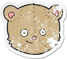 retro distressed sticker of a cartoon teddy bear head vector