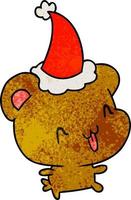 christmas textured cartoon of kawaii bear vector