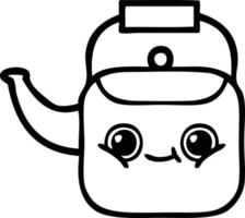 line drawing cartoon kettle vector