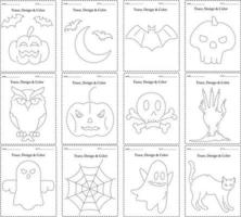 Happy Halloween Trace Game for kids with Monsters. . Education Game for Children. Tracing book for kids. vector