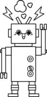 robot feliz de dibujos animados de dibujo lineal vector