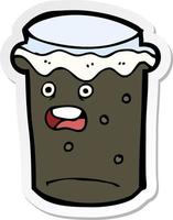 sticker of a cartoon glass of stout beer vector