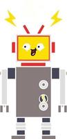 flat color retro cartoon robot vector